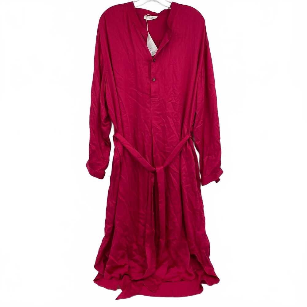 Neu Nomads Fuchsia Pink Satin Belted Midi Dress | Women’s M Regular